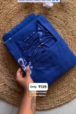 Blue Cotton Batik Suit Set – Elegant Everyday Ethnic Wear