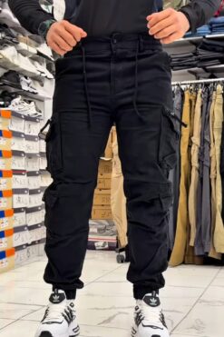 Men's Black Tactical Cargo Joggers - Premium Streetwear Pants
