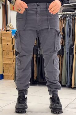 Men's Charcoal Gray Cargo Joggers - Urban Streetwear Pants
