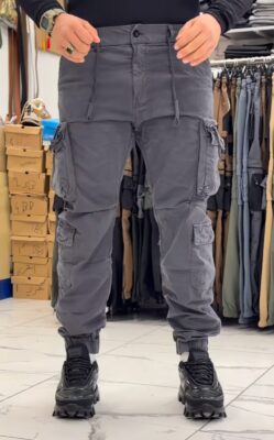 Men's Charcoal Gray Cargo Joggers - Urban Streetwear Pants