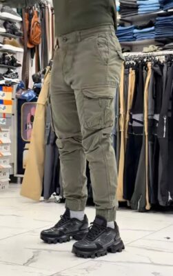 Men's Olive Green Tactical Cargo Joggers - Streetwear Utility Pants