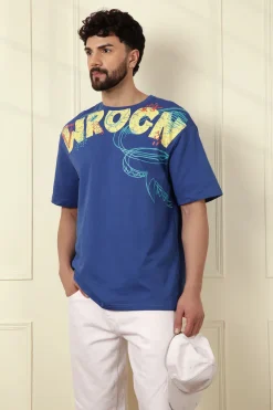 Men’s Blue Oversized Graphic T-Shirt