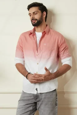 Men’s Pink & White Ombre Casual Shirt