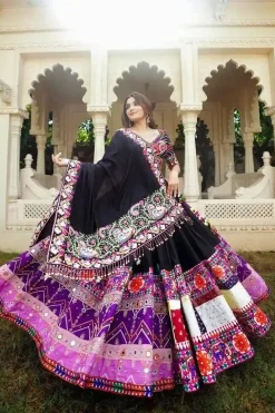 Embroidered Lehenga Choli with Multicolor Patchwork & Dupatta