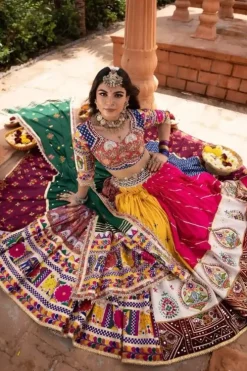 Multicolor Navratri Traditional Chaniya Choli with Embroidered Dupatta