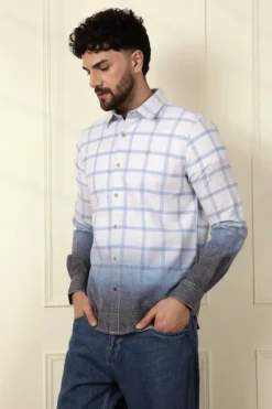 Men’s Blue & Grey Ombre Checkered Casual Shirt ₹499.00 Original price was: ₹499.00.₹169.00